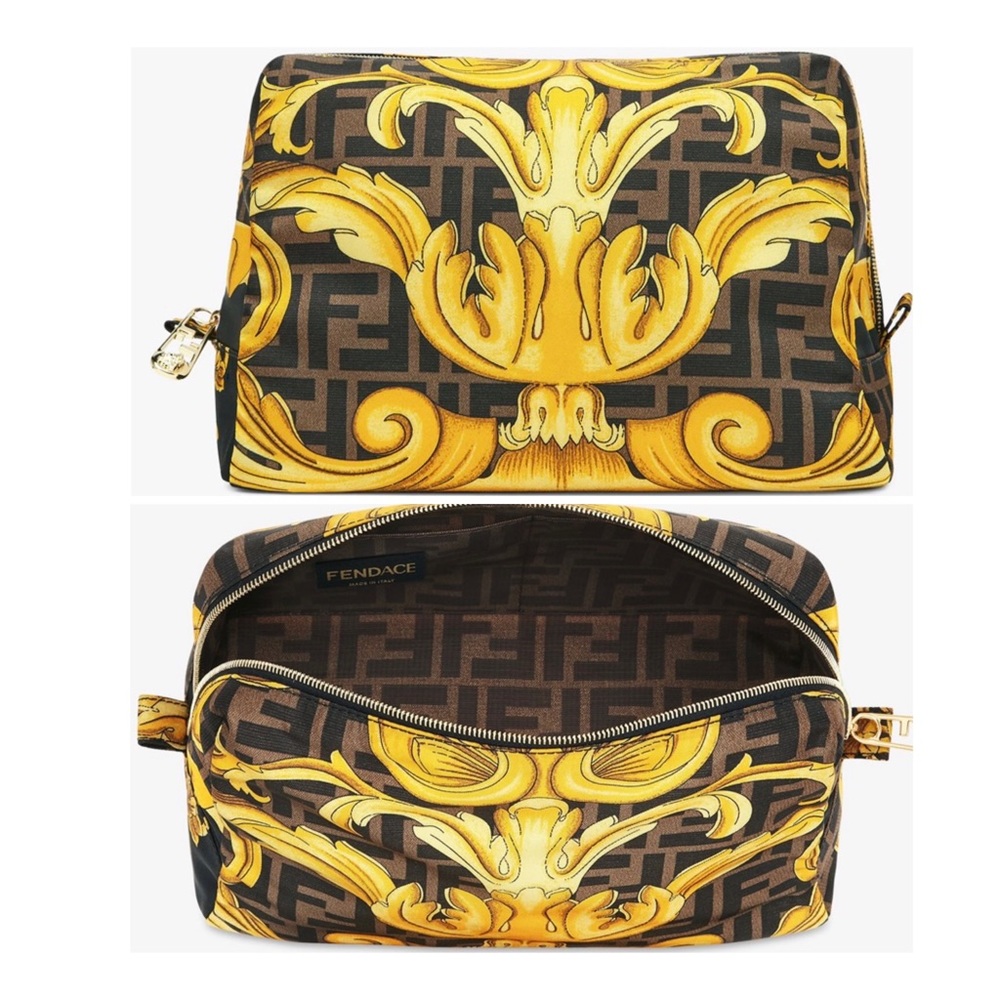 FENDACE “Fendi x Versace” Medium Nylon Toiletry Case or Beauty Pouch
